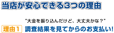 調査結果を見てからのお支払い!